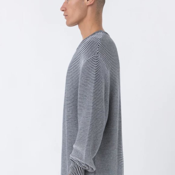 NWT Barney Cools Breton Crew Knit Black Slub Size Small - Picture 2 of 8